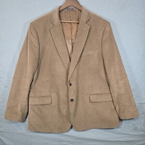 Stafford Blazer Mens 52R Brown Tan Corduroy Two Buttons Cotton Classic Single